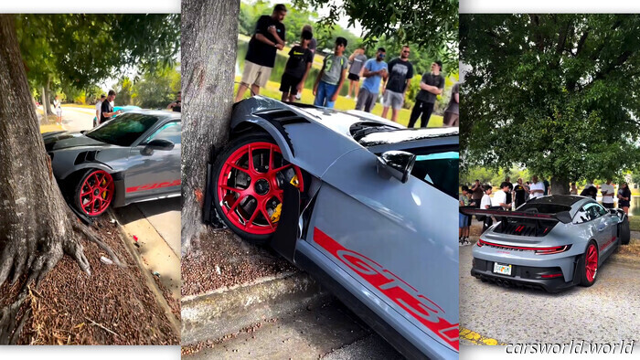 El Conductor Del Porsche 911 GT3 RS Descubre Que Los Árboles Son Mucho Más Fuertes Que Las Ruedas Rojas | Carscoops